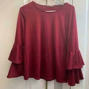 Red bell sleeve blouse sweater